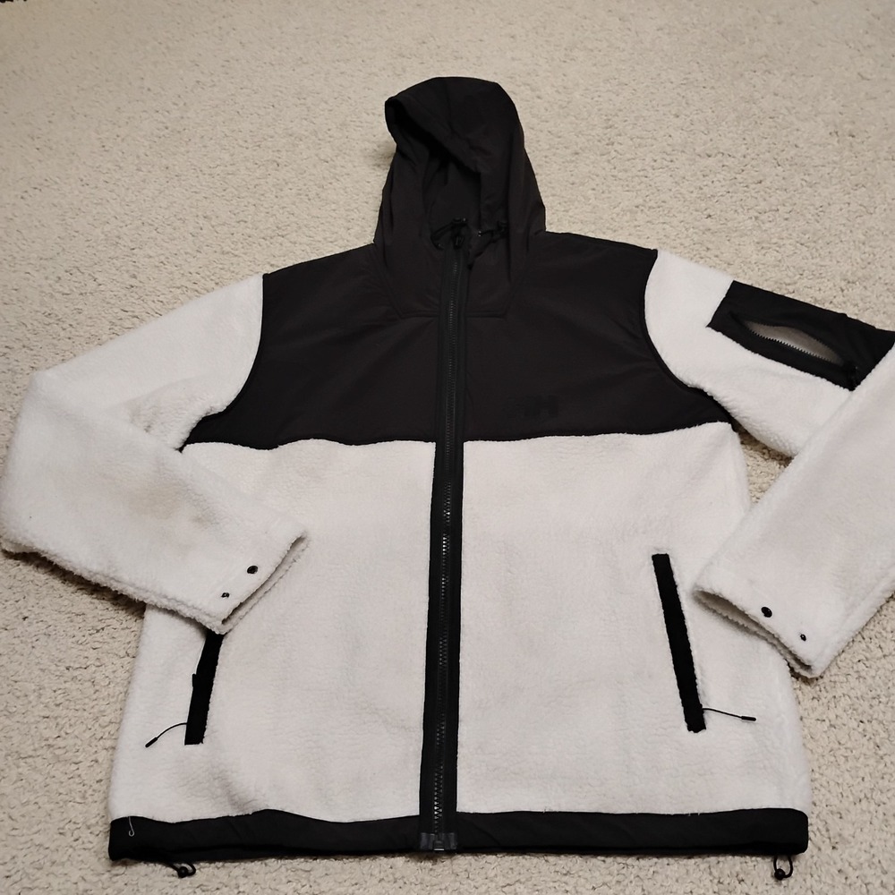 Helly Hansen Jacket Mens XL White Patrol Pile Fleece Hoodie Sherpa Zip Hiking
